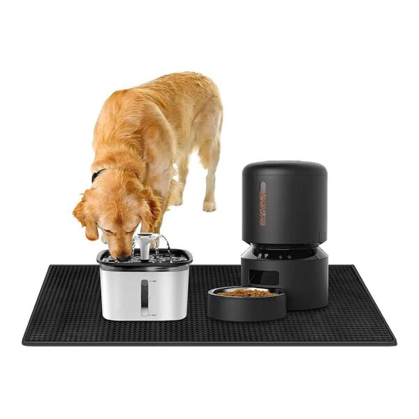 Large Dog Food Mat with Non Slip Surface, Thick Rubber, and Easy Cleanup