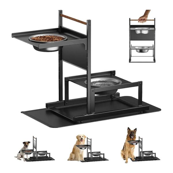 Large Dog Food and Water Bowl Stand with Non-Slip Mat and Adjustable Height Options