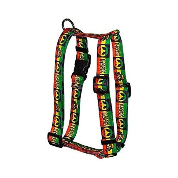 Large Dog Harness with Rasta Design and Durable Polyester Construction