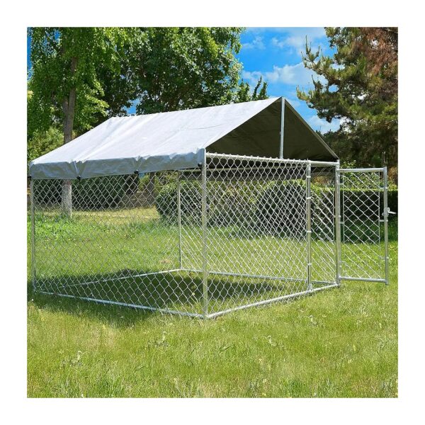 Large Dog Kennel Outdoor with Waterproof Roof and Secure Lock for Backyard Farm