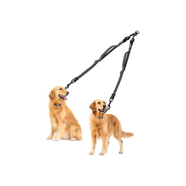 Large Dog Leash Double Coupler with Adjustable Length and No Tangle Design for Two Dogs