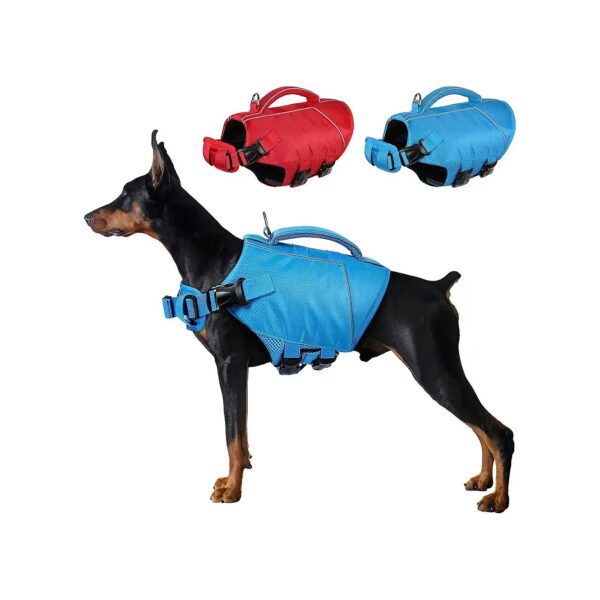 Large Dog Life Jacket for Swimming Boating with Reinforced Handles and Adjustable Straps