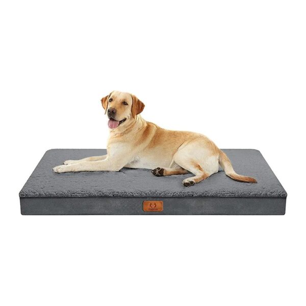 Large Dog Mat with Orthopedic Foam, 44x32x3 inch, Dark Grey, Removable and Washable Cover