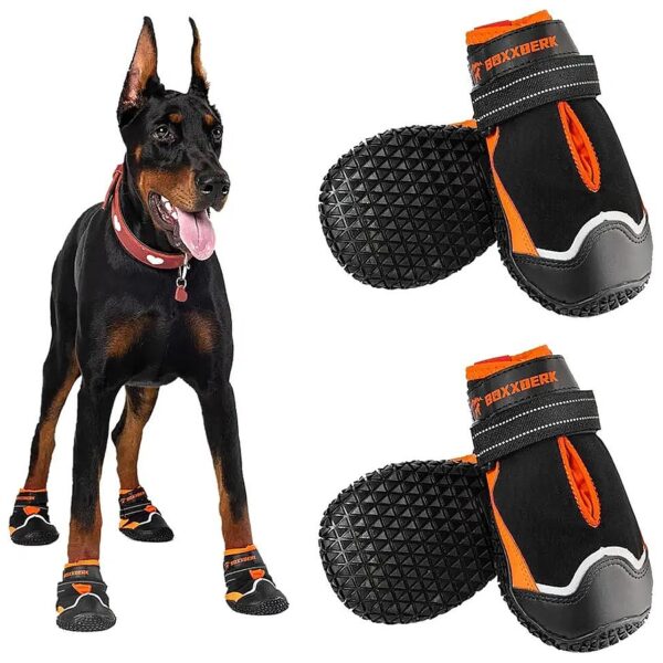 Large Dog Paw Protector with Waterproof Shoes for Outdoor Hiking and Camping