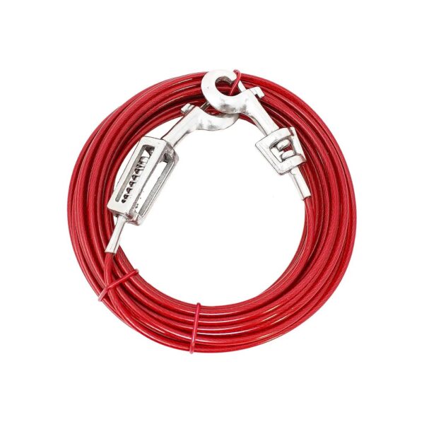 Large Dog Tie Out with 30 Foot Vinyl Cable and Secure Spring System for Safety