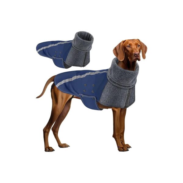 Large Dog Winter Coat with Zipper Collar and Elastic Cord Adjuster for Comfort