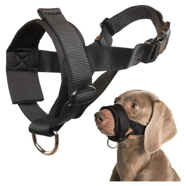 Large Dogs Soft Padding Muzzle for Anti Biting and Chewing with Adjustable Neck Strap