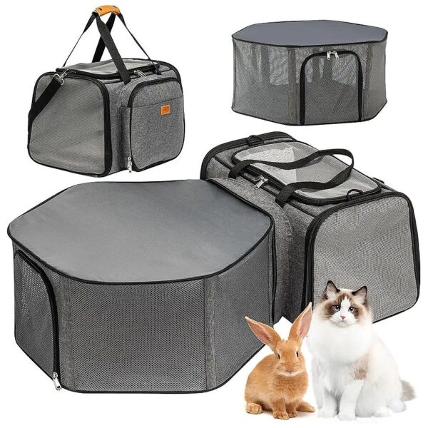 Large Expandable Space Cat Carrier Airline Approved 3 in 1 Soft Sided Pet Travel Bag