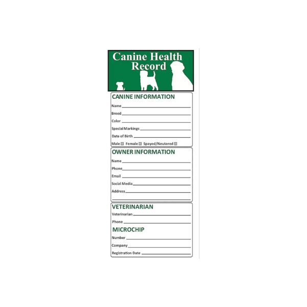 Large Format Puppy Vaccination Record Card 25 Pack