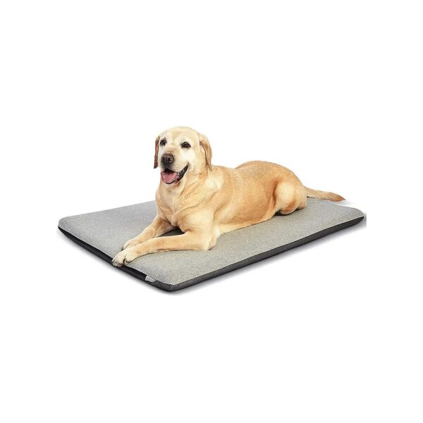 Large Grey Memory Foam Dog Bed Crate Pad with Waterproof Lining for Comfortable Sleeping