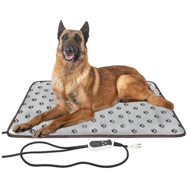 Large Heating Pad for Dogs and Cats with Temperature Control and Dual Chew Resistant Hose