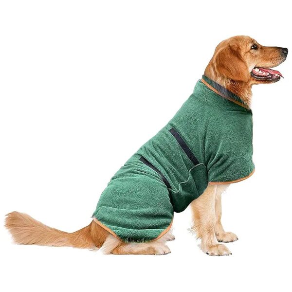 Large Medium Breed Dog Drying Coat with Adjustable Fit and Green Color XS-Back Length 77