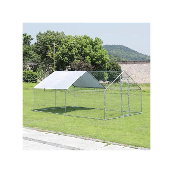 Large Metal Chicken Coop for Backyard Farm with Waterproof Roof Cover and Secure Lock