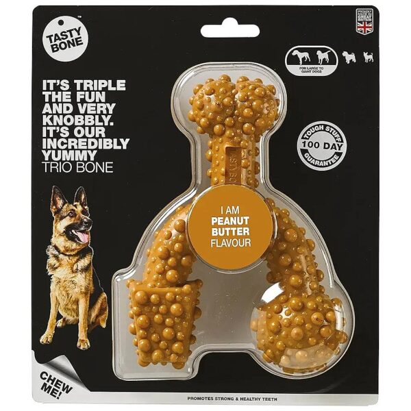 Large Nylon Trio Bone for Large Dogs with Peanut Butter Flavour, a Fun and Healthy Chew