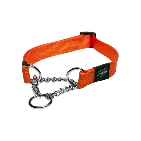 Large Orange Dog Collar with 3/4-Inch Reflective Stripes for obedience