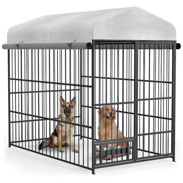 Large Outdoor Dog Kennel with Waterproof Roof, Rotating Feeding Door, and Secure Lock