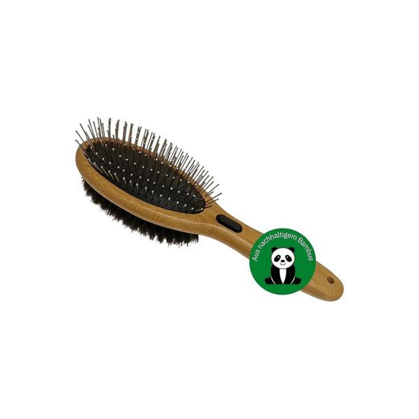 Large Pet Brush with Bamboo Bristles and Stainless Steel Pins for Gentle Grooming