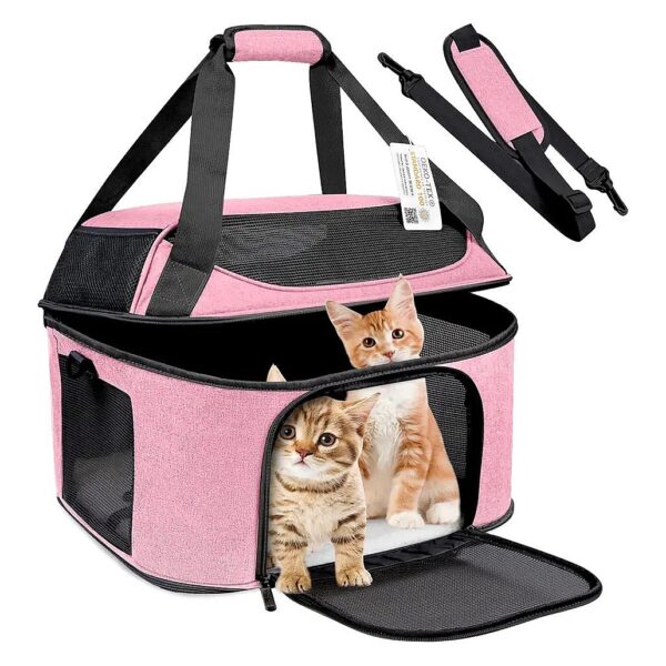 Large Pet Carrier for Cats and Small Dogs with Soft-Sided Design and Airline Approved