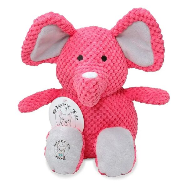 Large Pink Plush Elephant Dog Toy with Durable Outer and Breathable Lining