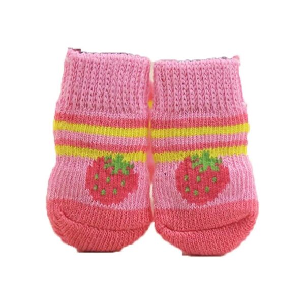 Large Pink Strawberry Anti Slip Dog Socks Paw Protection for Pet Owners