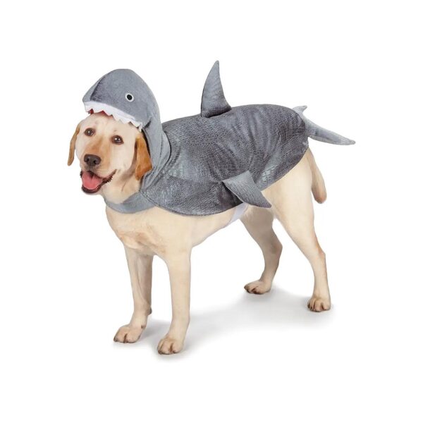 Large Plush Shark Costume with Velcro Closures for Canines 20-28 Inch Chest