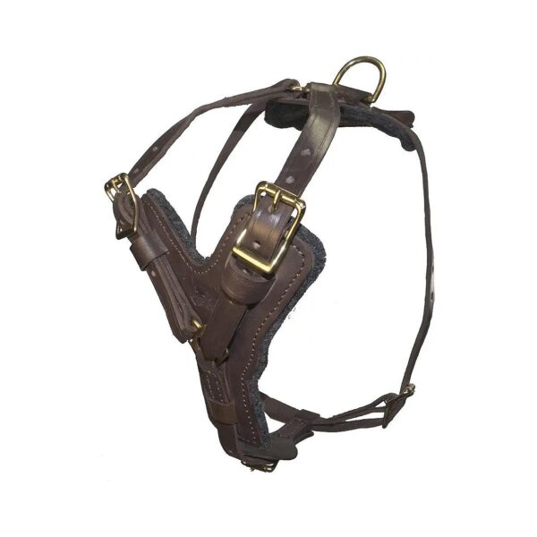 Large Police and Military Dog Harness Leather for Protection and Tracking Brown