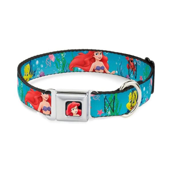 Large Size Dog Collar with Ariel Sebastian Flounder Pattern and Buckle