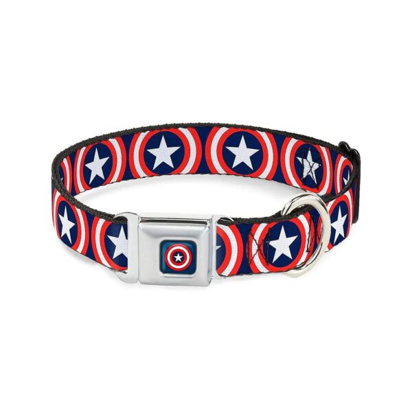 Large Size Seatbelt Buckle Dog Collar in Navy Multi Color