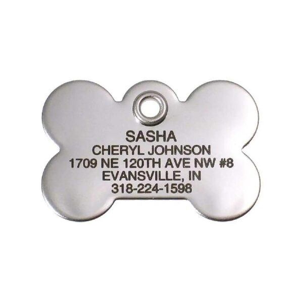 Large Stainless Steel Dog ID Tag with Permanent Engraving and Safety Reflective Back