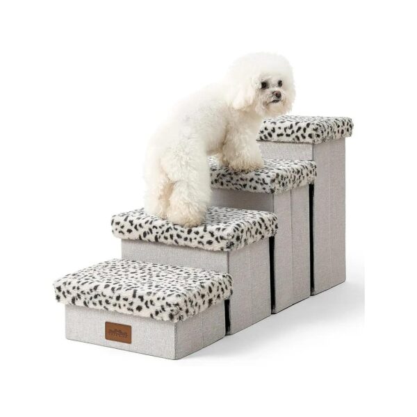 Large-Breed Friendly, 4-Step Dog Ramp with Non-Slip Surface and Storage