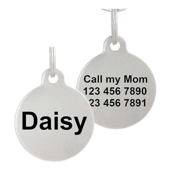 Laser Etched Stainless Steel Pet ID Tag with Personalized Front and Back