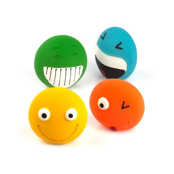 Latex Squeaky Dog Toys Soft Face Balls Interactive Fetch Play Small Dogs