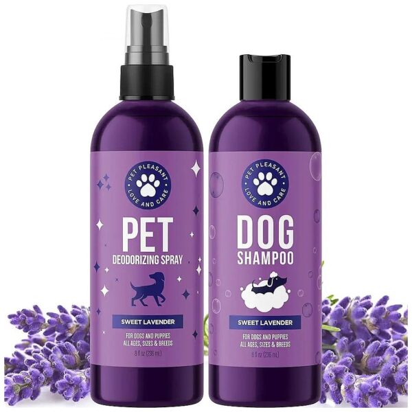 Lavender Oatmeal Dog Shampoo and Spray for Dry Skin and Smelly Coats