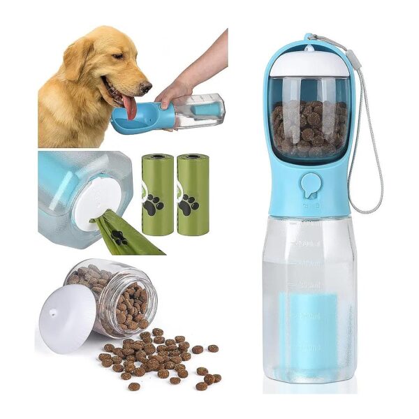 Leak Proof Portable Dog Water Bottle with Feeder and Container for Traveling Pets