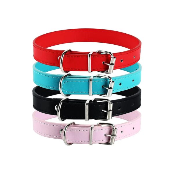 Leather Dog Collar with Adjustable Metal Buckle for Small Medium Large Breed Dogs