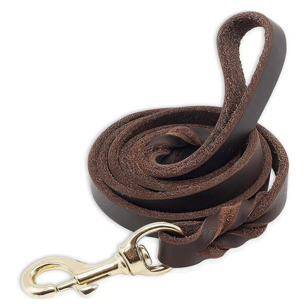 Leather Dog Leash for Small Medium Large Breed Dogs 4ft x 3/4inch Brown