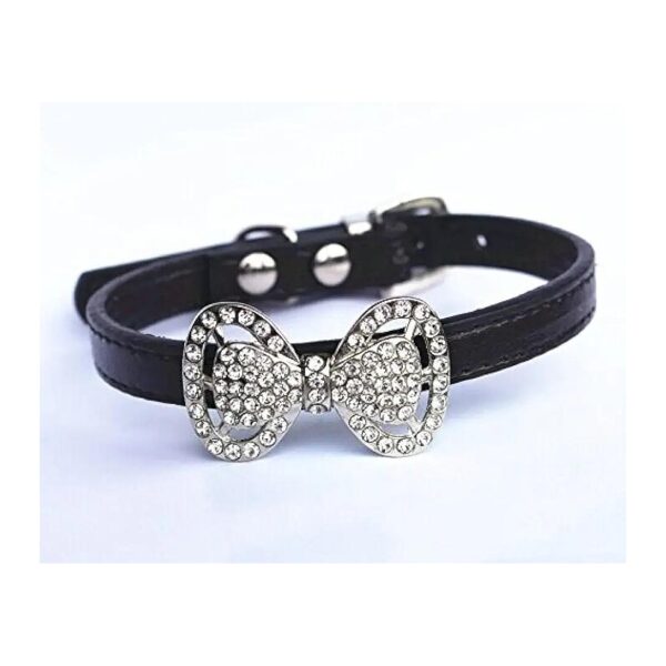 Leather Rhinestone Collar Necklace for Small Dogs Girl Kitten Puppy Outfits