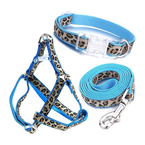 Leopard Print Dog Walking Collar and Leash for Small Pets Soft Durable