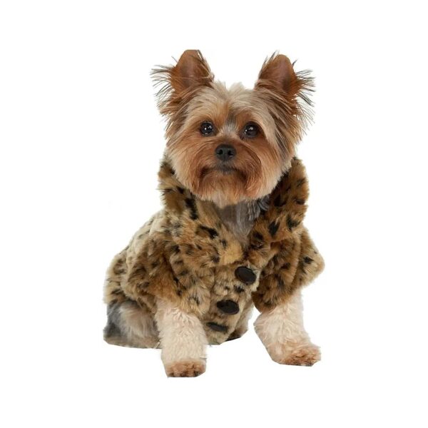 Leopard Print Faux Fur Dog Coat Pet Warm Sweater for Small Small Dogs Puppy