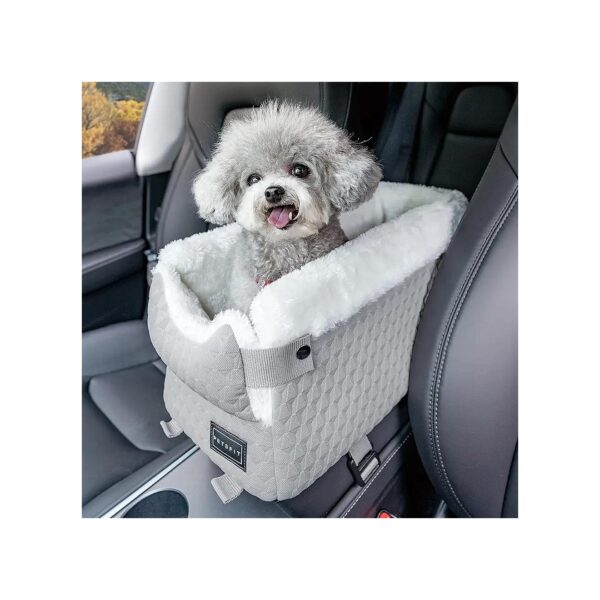 Light Grey Dog Car Seat for Small Dogs with All-Season Washable Cushions