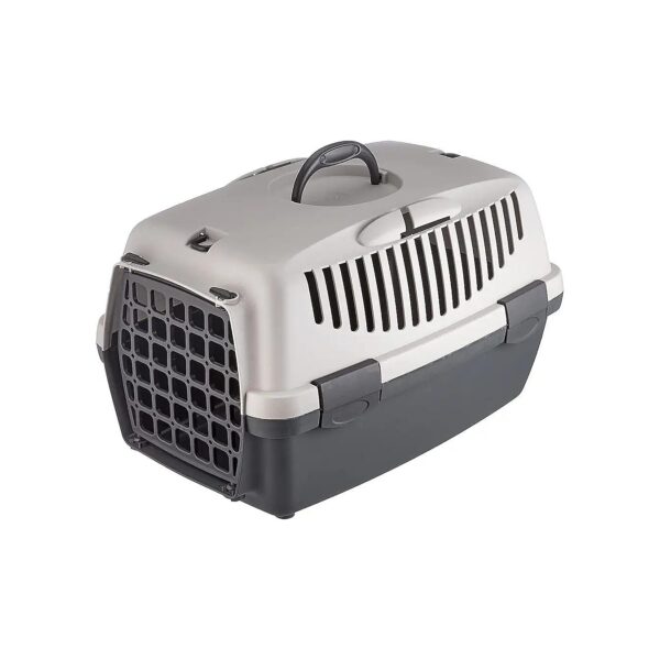 Light Grey and Dark Grey Pet Carrier with Plastic Carrying Handle