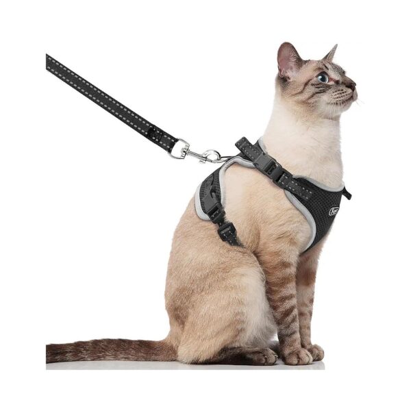 Light Weight Adjustable Cat Harness and Leash for Small Medium Large Kitten Black