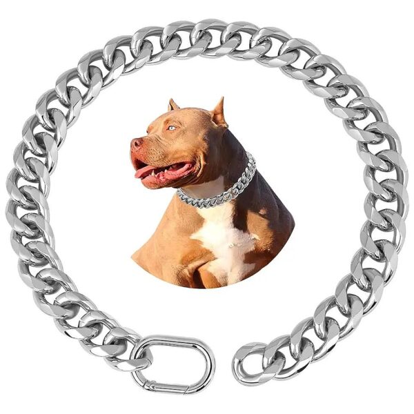 Lightweight 19MM Silver Plated Cuban Link Dog Collar with 18K Silver Finish