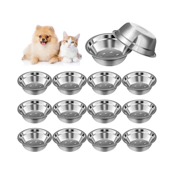 Lightweight Dog And Cat Food Water Bowls in Stainless Steel Metal Dish 15 oz Capacity