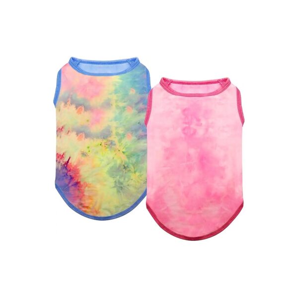 Lightweight Dog T-Shirts with Tie-Dye Print and Sun Protection for Small Pets