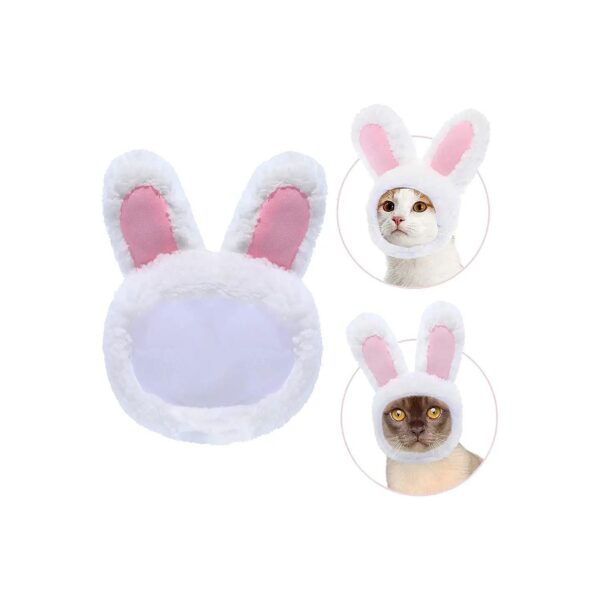 Lightweight Easter Cat Costume Soft Plush Rabbit Hat with Ears for Cats and Small Dogs