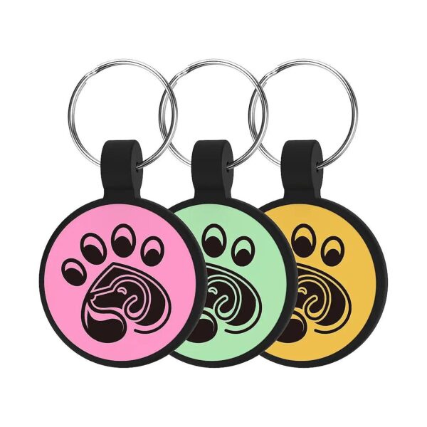 Lightweight Round Silicone Pet ID Tag with Instant Relay of GPS Location to Owner's Email