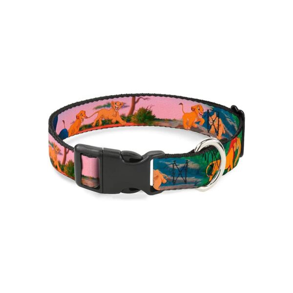 Lion King Simba Nala Growing Up Scenes Dog Collar Multicolor Polyester 15-26 Neck