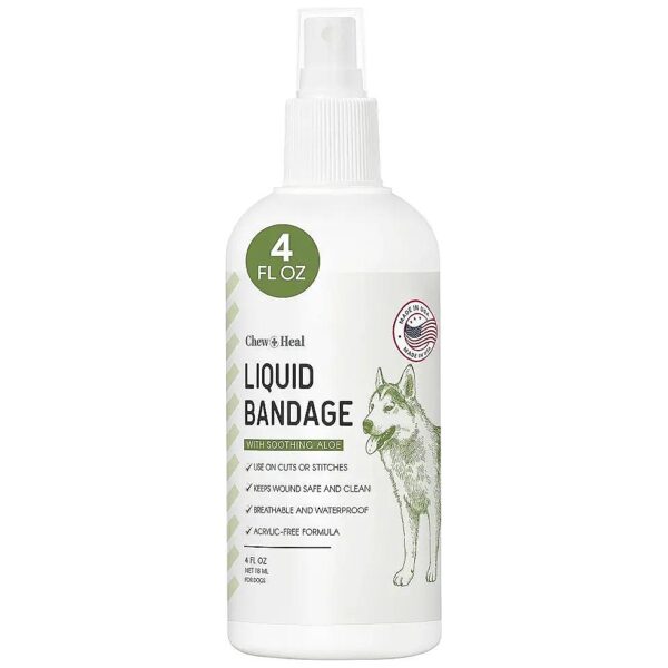 Liquid Bandage for Dogs 4oz Aloe Infused for Breathable and Waterproof Wound Coverage