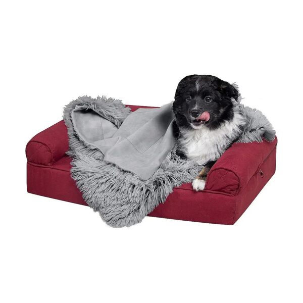 Long Faux Fur and Velvet Waterproof Throw Blanket for Small Dogs and Indoor Cats